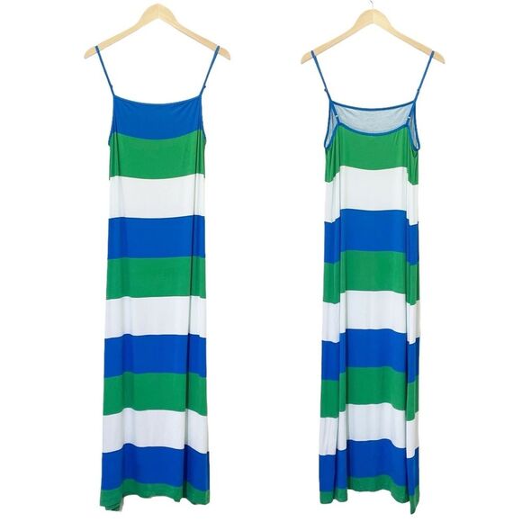 NWT Tommy Bahama Striped Maxi Dress Swim Coverup Blue Green White Size Large NEW - Picture 2 of 12